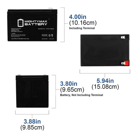 Mighty Max Battery 12V 12Ah Battery for Power Patrol SLA1104 - 4 Pack ML12-12F2MP4458133